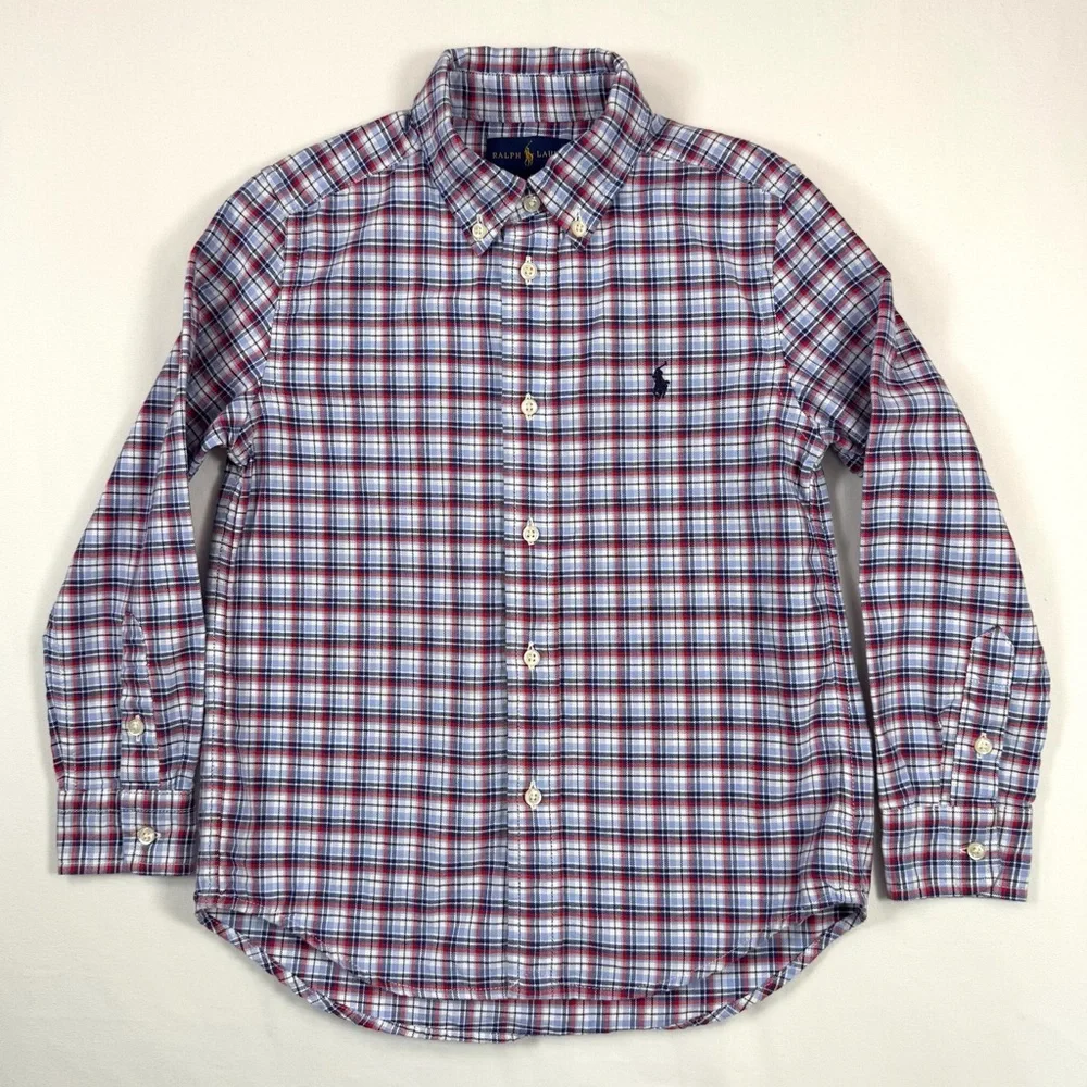 RALPH LAUREN‎ Boys’ Heavyweight Tartan Plaid Long Sleeve Casual Button Down 6